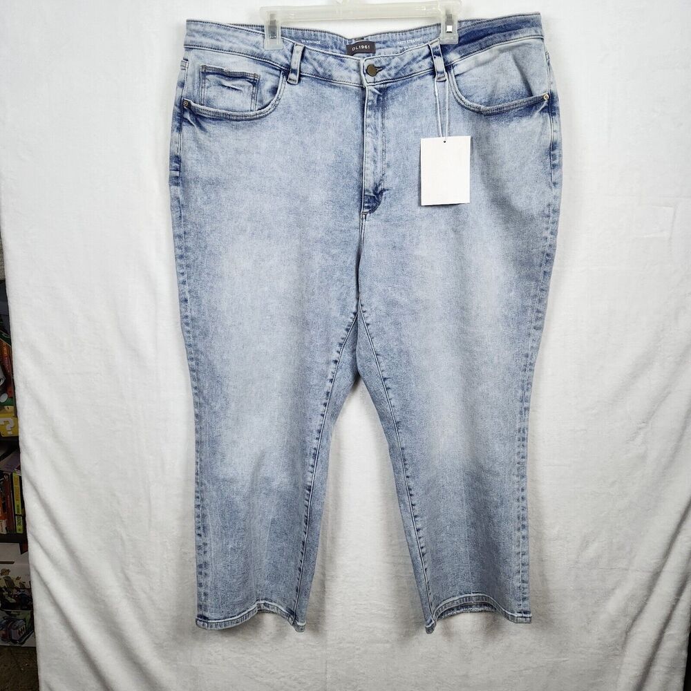 DL1961 Jeans Patti Straight High Rise Vintage Ankle Ultra Light Wash Size 24W